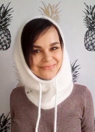 Капор шапка капюшон білий з пуха норки