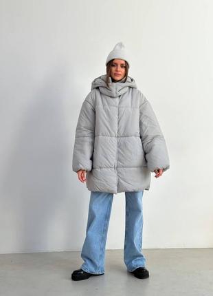 До -20° зима!! куртка пальто пуховик с капюшоном длинный с поясом дутик одеяло серое голубое теплое10 фото