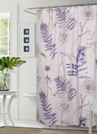 Berni home штора для ванной с цветочным принтом фиолетовая растения 180 х 180 см2 фото