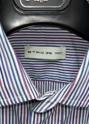Etro 39 яркая цветная классическая рубашка в полоску italy3 фото