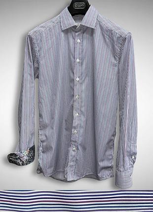 Etro 39 яркая цветная классическая рубашка в полоску italy