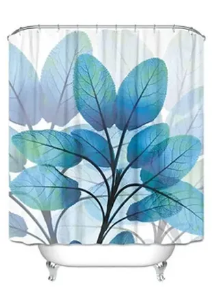 Berni home штора для ванной голубые листья 180 х 180 см