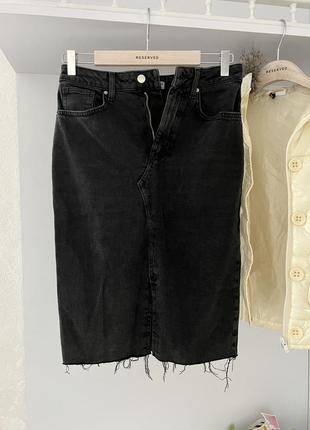 Черная джинсовая юбка миди denim co