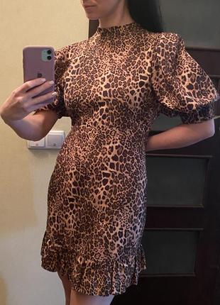 Плаття в леопардовий принт 100% котон об’ємні рукава topshop як zara h&m7 фото