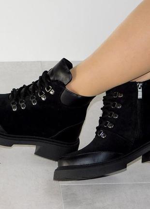 Стильные зимние черные ботиночки женские комфортные хит8 фото