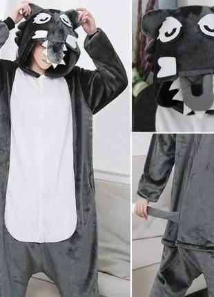 Тепла піжама кігурумі вовк