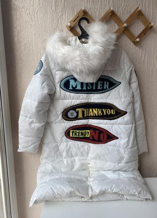 Куртка пуховик довгий зимовий пуфер білий