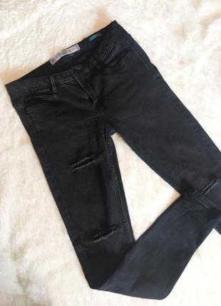 Джинси "zara" (чорні) з дірками skinny