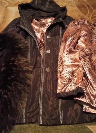 Зимова куртка з натуральним хутром єнота та підкладкою з натурального кролика3 фото