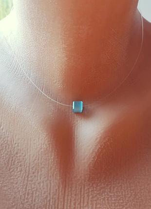 Колье невидимка с кошачим глазом