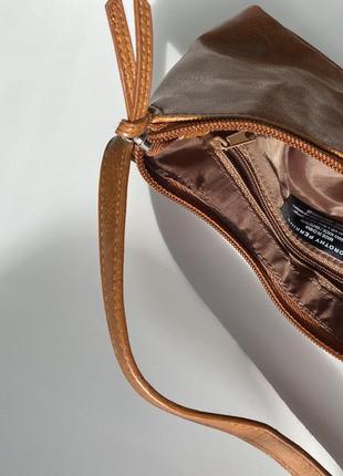 Сумочка сумка багет жіноча бежева коричнева3 фото