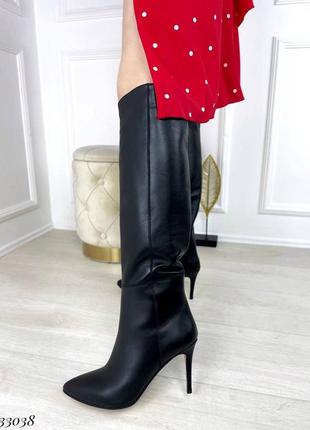 Сапоги без молнии на обтяжном каблуке nina❤️mi