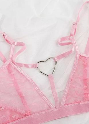 Сексуальный эротический комплект белья с сердечками розового цвета4 фото