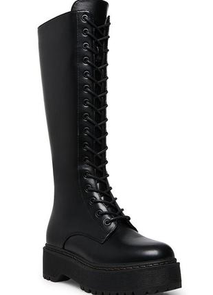 Steve madden чорні високі чоботи черевики на платформі