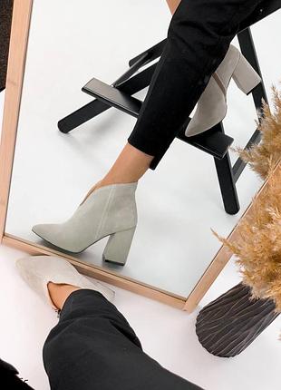 Замшеві ботильйони черевики на підборах з натуральної замші замшевые ботильоны ботинки...