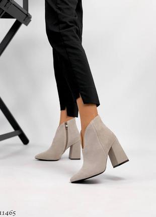 Замшеві ботильйони черевики на підборах з натуральної замші замшевые ботильоны ботинки...