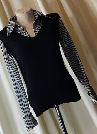 Жіноча блуза кофта джемпер з рубашкою3 фото