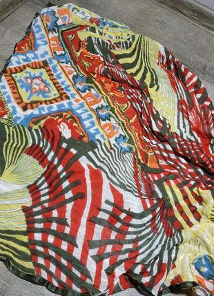Палантин шаль шарф червоний, хакі з китицями3 фото