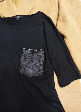 Next чёрная футболка блуза с фатином пайетками нарядная2 фото