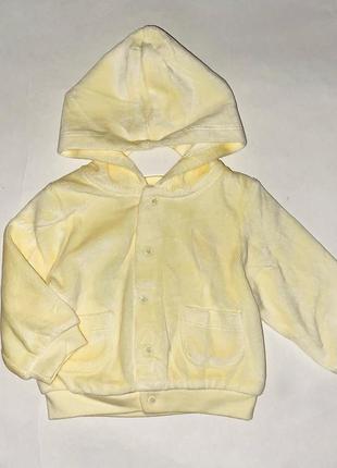 Велюрова кофтульна жовтого кольору, мякенька і зручна для малюка💛 розмір 56 (1-3м.)