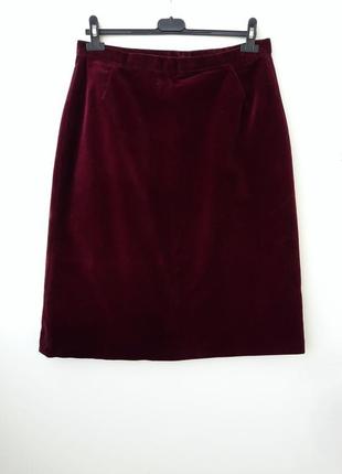 Классическая трендовая велюровая юбка бархатная юбка миди цвета марсала большой размер 3xl2 фото