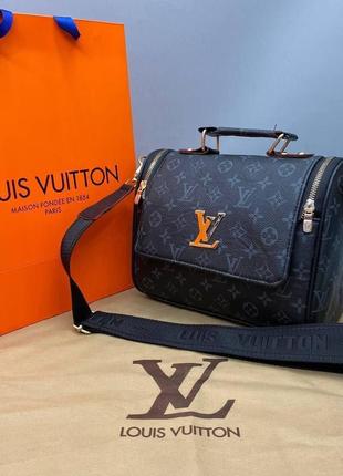 Сумка черная женская в стиле louis vuitton клатч сумочка саквояж луи витон кросс боди