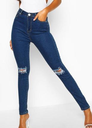 Шикарные стрейчевые джинсы скинни высокая посадка boohoo 🌺🍒🌺