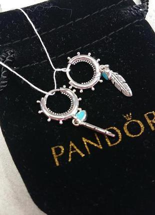 Серебрянные серьги пандора pаndora перья1 фото