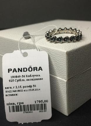 Серебряное кольцо пандора 190849 черные цветы цветочки анютки серебро проба s925 ale новые с биркой pandora