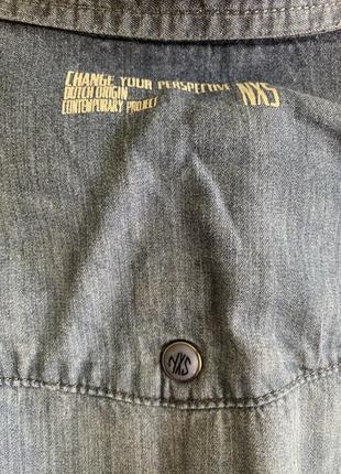 Чоловіча джинсова сорочка з коротким рукавом7 фото
