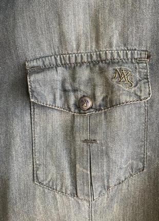 Чоловіча джинсова сорочка з коротким рукавом3 фото