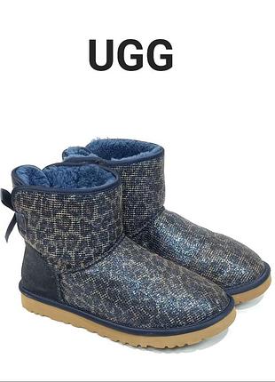 Зимние женские ботинки ugg mini bailey bow glitter womens оригинал