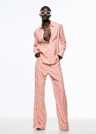 Льняной костюм zara в горох