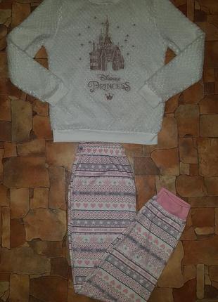 Очень теплый комплект, пижама, кофта меховушка disney+штаны микрофибра primark xs