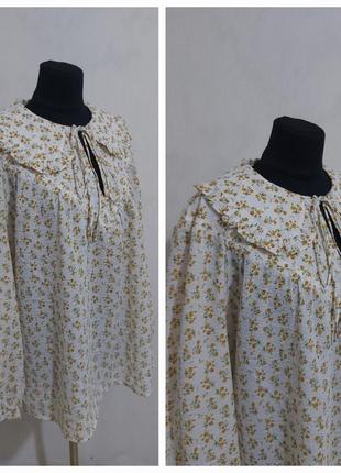 Котоновая блуза с акцентным обьемным отложным воротником  mango1 фото