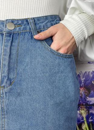 Блакитна джинсова спідниця міні 1+1=36 фото