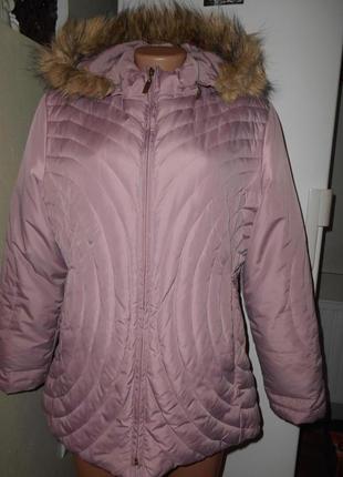 Пуховик модного цвета  marvin richards  р.l  60% пуха и мех