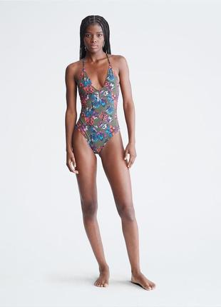 Новый женский купальник цельный calvin klein (ck printed plunge one-piece swimsuit) с америки s2 фото