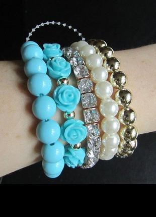 🏵красивий набір браслетів квіти, новий! арт. 486