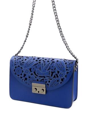 Сумка кроссбоди vera pelle шкіряна синя