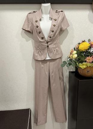 Костюм брючний трійка пудровий "lisiana"