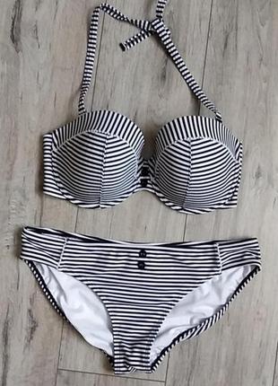 Роздільний купальник в полоску смужку