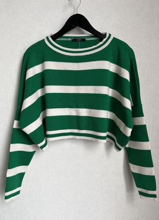 Укорочений светр в смужку