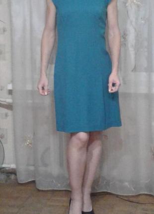 Бірюзове плаття з тонкої італійської вовни1 фото