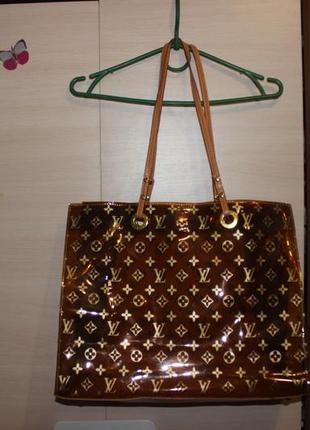 Стильна прозразная  сумка шопер  louis vuitton