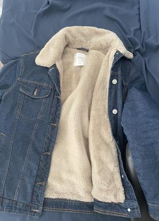 Джинсова куртка terranova тепла з міхом джинсовка меховая теплая