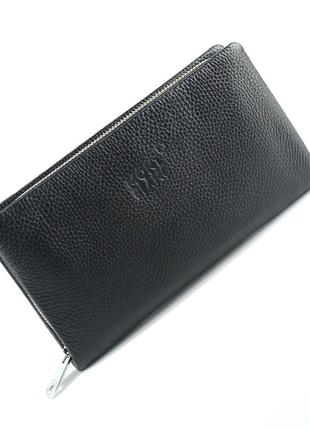 Кожаный мужской клатч кошелек на молнии деловая сумочка из натуральной кожи с кистевой ручкой1 фото