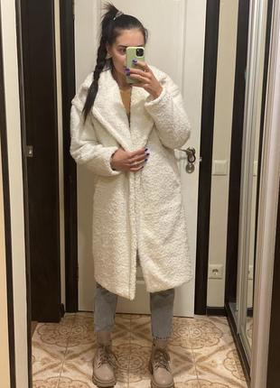 Шуба шубка еко хутро біла молочна тепла зима