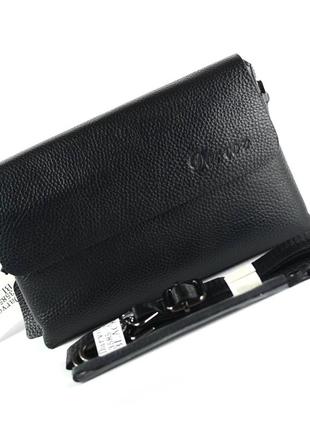 Мужская кожаная сумка клатч черная маленькая из натуральной кожи сумочка клатч кошелек через плечо