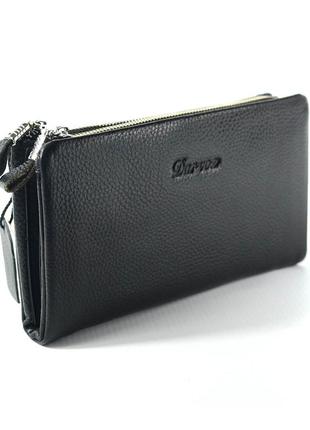 Мужской деловой клатч кошелек на две молнии маленькая черная сумочка из натуральной кожи3 фото